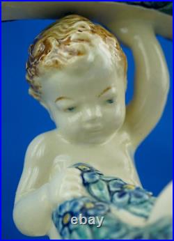 Wilhelm Peter August Sus Karlsruhe sculpture vase panier putto cygne Art Déco XX